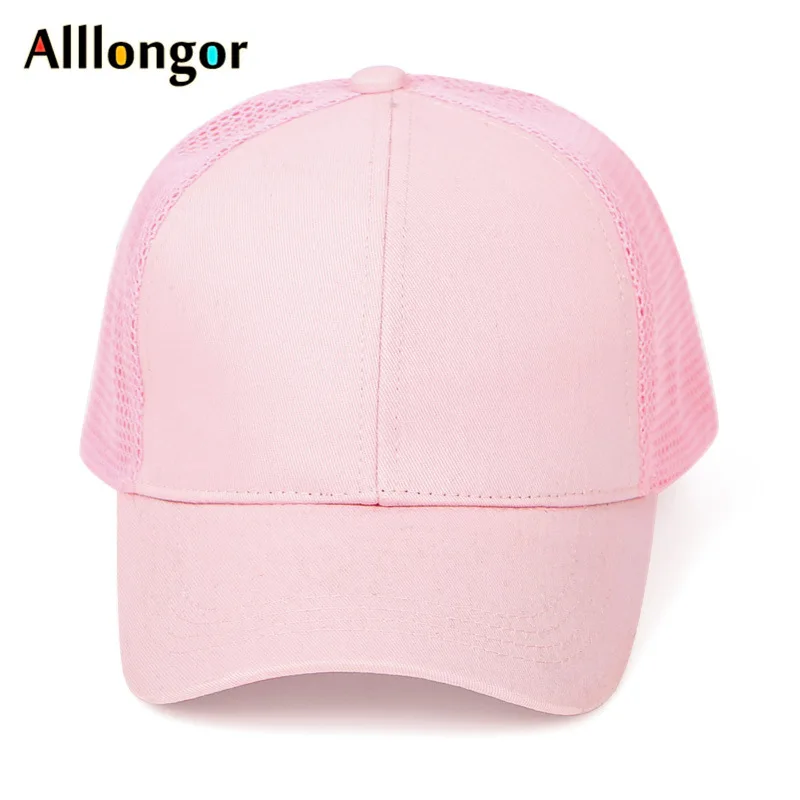 Сетка, "конский хвост", Бейсбол Кепки Для женщин летние Snapback шляпу Gorra Hombre bone feminino casquette femme уличная одежда в армейском стиле солнца - Цвет: Розовый