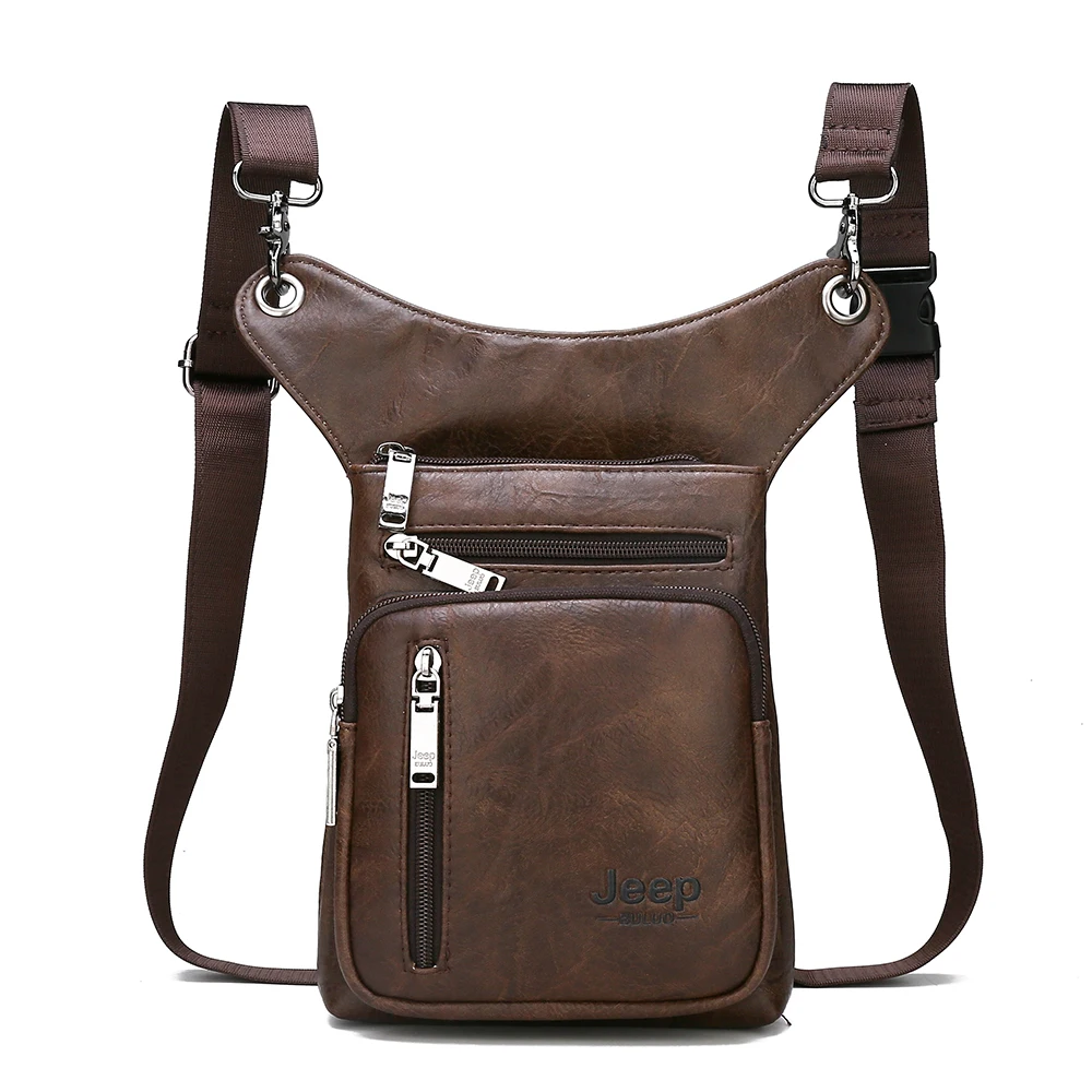 One Bag- Brown JEEP BULUO, многофункциональные сумки, мужские, маленькие, через плечо, сумка на плечо, спилок, кожа, модная, на ногу, сумка на талию, сумки, новые, для молодых мужчин, мини - Цвет: One Bag- Brown