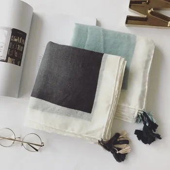 

Spring and summer Japanese art cotton scarf summer Korean version of two-color Joker gradient shawl color matching long scarves