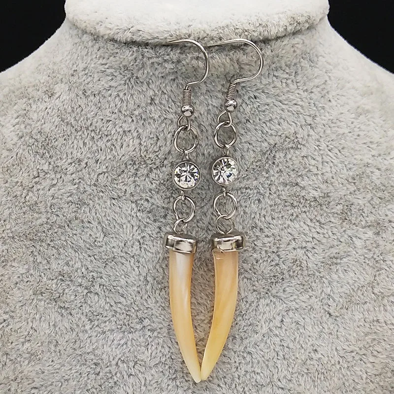

2019 Fashion Spike Crystal Shell Stainless Steel Drop Earings for Women Gold Color Long Earring Jewelry pendientes E61279