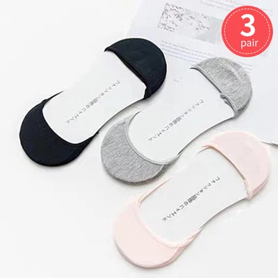 6pcs/3pair Boat Socks for Summer Anti Slip Silicone No Show Socks for Women High Heel Shoe Liner Socks Chausette Femme Invisible 3 colors