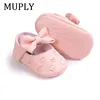 PU Leather Embroidery Love Big Bow Baby Princess Shoes Prewalkers Soft Bottom Boots Cute Newborn Babies Wedding Party Shoes 4