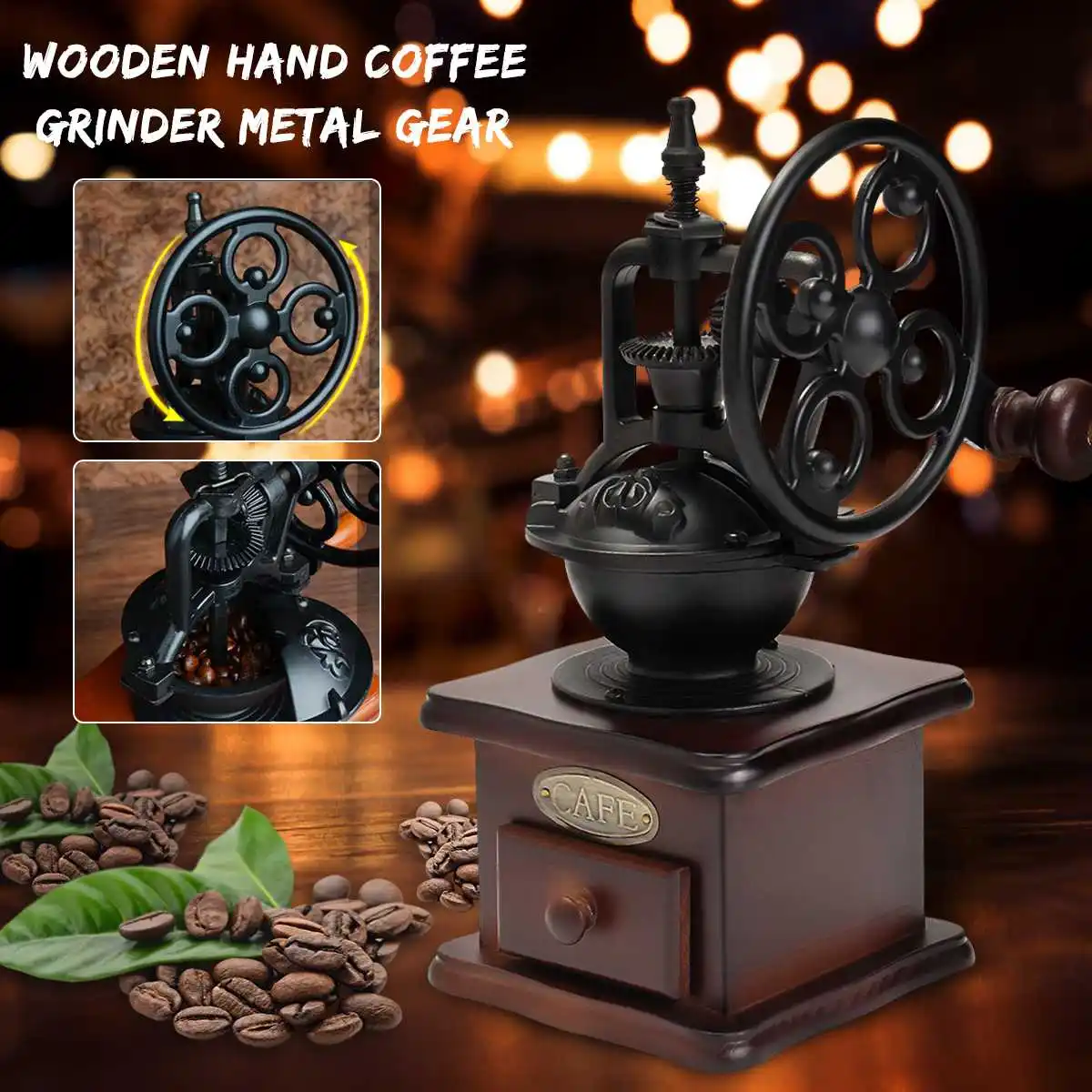 

2019 New Retro Style Burr Coffee Grinder Manual Hand Coffee Maker Corn Mill Grinders Hand-crank Roller Coffee Mill Coffee Tools