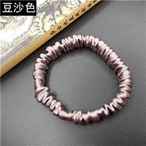BeanPink Модные женские милые маленькие Натуральные Шелковые резинки для волос, милые резинки из органической кожи, базовые резинки для волос, держатель для конского хвоста - Цвет: BeanPink