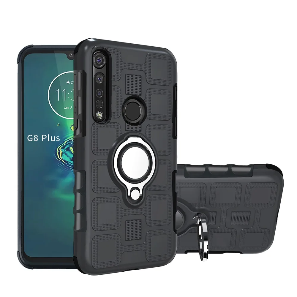 

Shockproof Armor Case For Motorola E6 G8 Plus Back Cover Moto One Action Vision TPU+PC 2in1 Silicone Armor Protective Cover Case