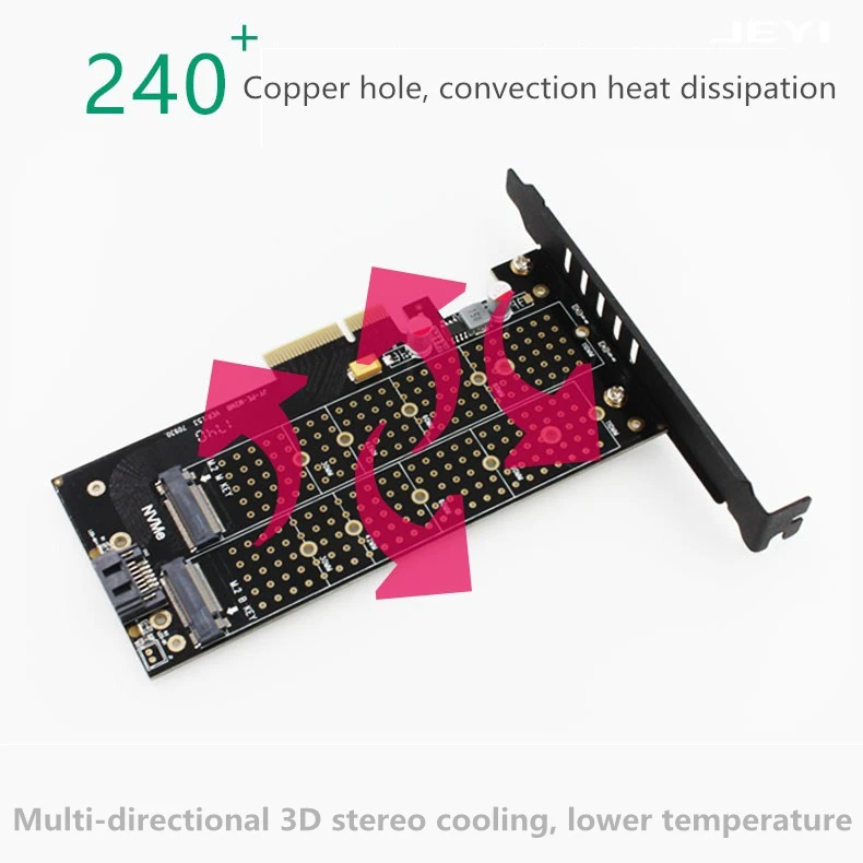 M.2 Расширенный NVME адаптер NGFF для PCIE3.0 охлаждающий вентилятор SSD двойной интерфейс SATA3 1 шт