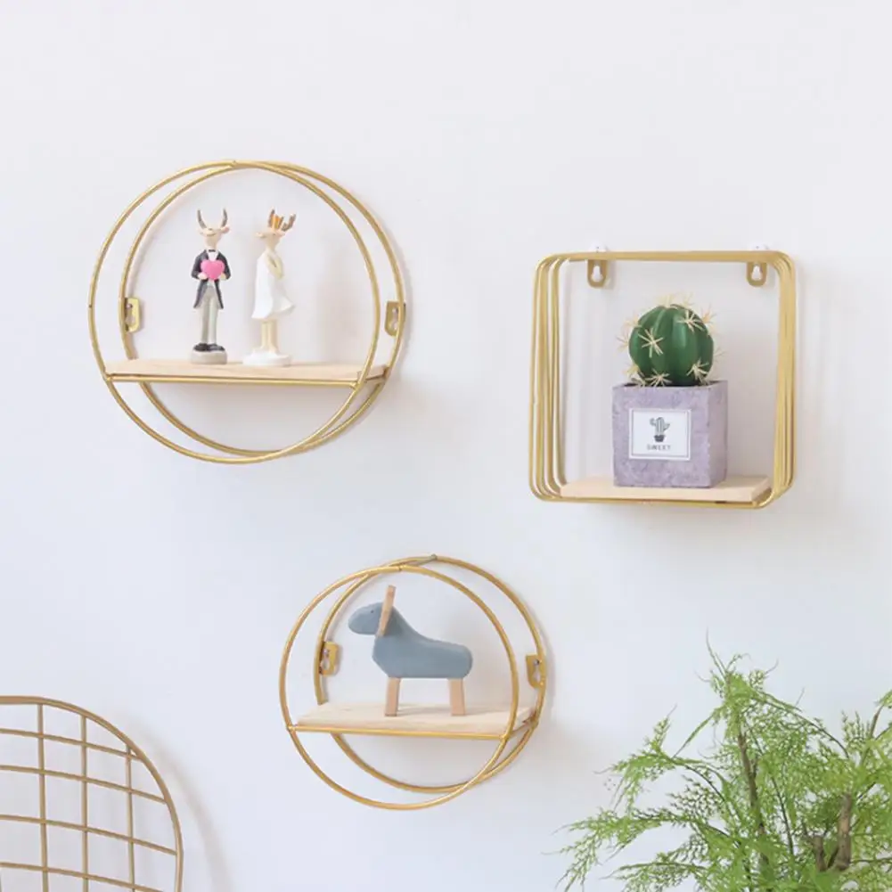 

European Creative Wrought Iron Gold Racks Home Living Room Bedroom Wall Scene Layout Finishing High-end Decorations