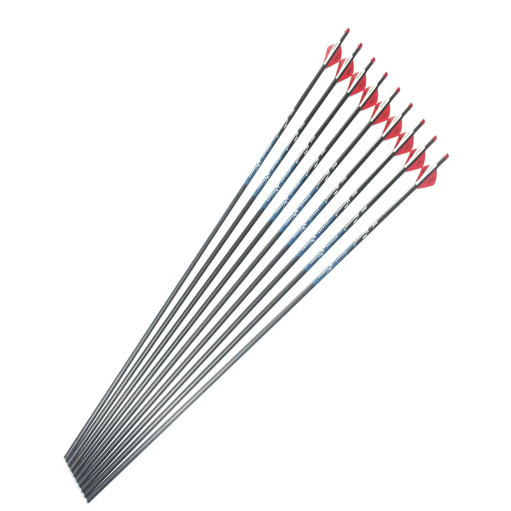 Стрелы карбоновые для охоты 6/12 шт. стрелы spine300 340 400 500 600 ID6.2mm пластиковые лопасти 2