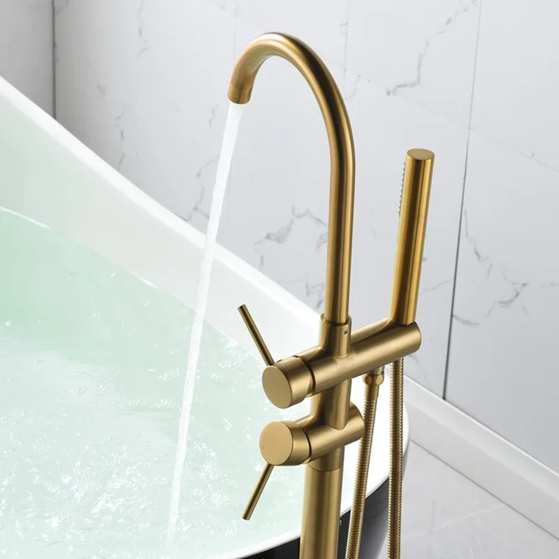 真ちゅう製の浴室の蛇口,ハンドシャワー,ダブル機能,金メッキ AliExpress