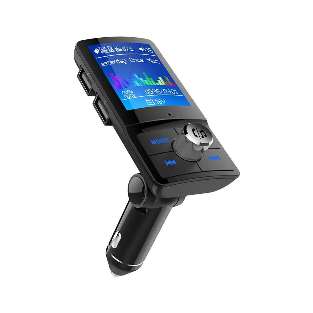 Цвет Экран FM передатчик Беспроводной автомобиля MP3 аудио Bluetooth Handsfree Car Kit с 5V 2.4A Dual USB зарядка Поддержка Siri - Формат цифровых медиаданных: As Shown