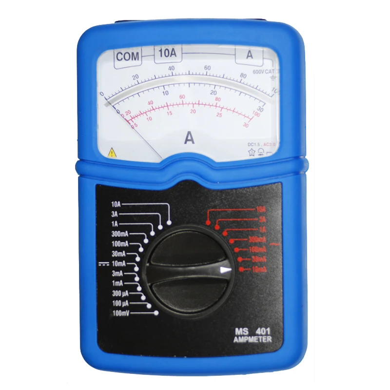 

MS401 teaching lab analog ammeter handheld portable accuracy 1.5%2% AC/DC dial ammeter 100μA to 10A ranges analog Current meter