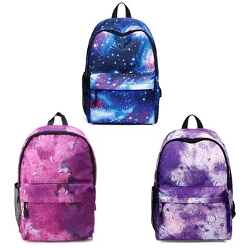 

Women Printing Casual Backpack with USB Charging Port Universe Space School Book Bag School Daypack for Teenagers