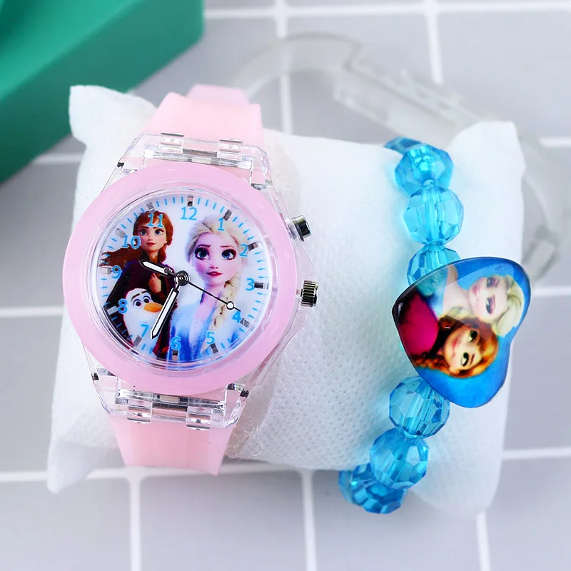 Flash Licht Kinder Uhren mit Armband Silikon Strap Prinzessin Elsa Gefrorene Sophia Mädchen Uhr Student Uhr reloj infantil