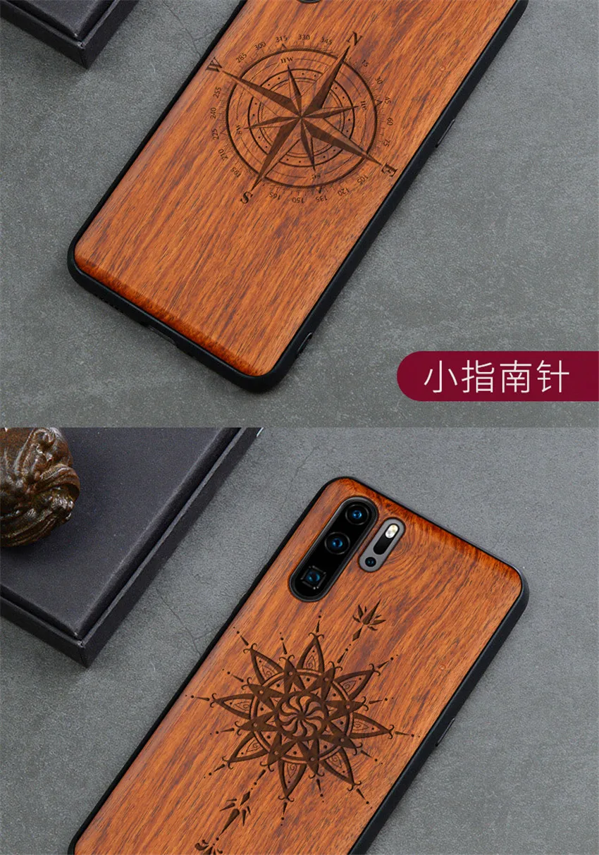 Резной череп Слон Дерево чехол для телефона для huawei P30 Pro P30 Lite huawei P20 P20 Pro P20 Lite силиконовый Деревянный чехол