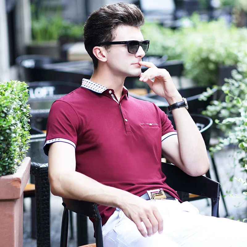 see chart4 Fashion Polo Shirts Short Sleeve Men Casual Brand Clothing Business Male Breathable Mens Summer Plaid Polos Hombre - Цвет: see chart4