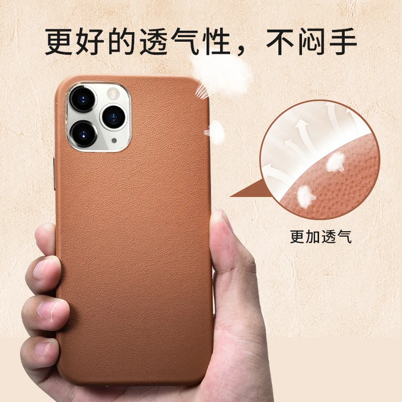 

Luxury Ultrathin Full Grain Leather Phone Back Cover For iPhone 12 Pro Max 12 Mini Stylish Business Full Leather Protection Case