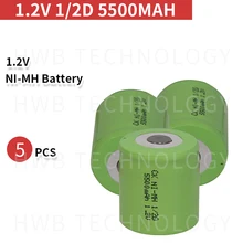 5 шт./лот 1,2 в 1/2D Тип 5000 мАч Высокая емкость 1/2 D Ni-MhNi Mh аккумуляторная батарея
