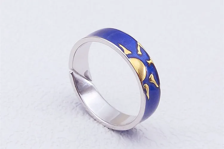 Uini-Tail/горячее предложение, новое кольцо из стерлингового серебра 925 пробы для влюбленных пар, модное кольцо с голубым солнцем и луной Ван Гога и звездой ED377 - Цвет основного камня: Male sun