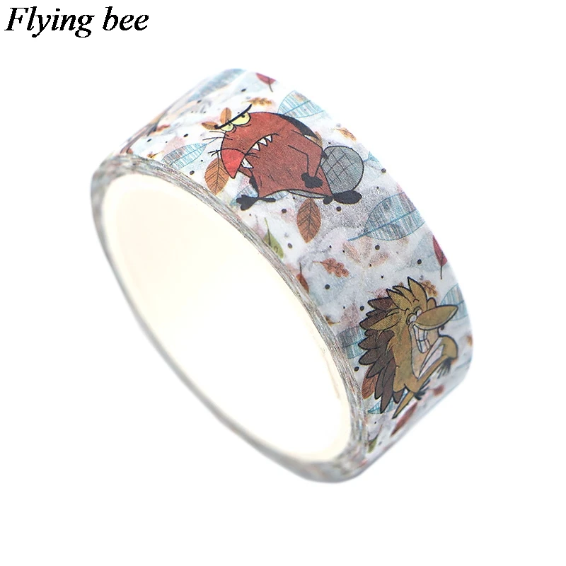 Flyingbee 15 мм X 5 м Милая Бумага васи лента angry beaver клейкая лента DIY Скрапбукинг наклейка этикетка маскирующая лента X0555