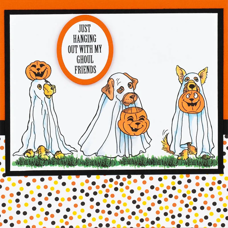 Прозрачные марки Хэллоуин собачки с тыквой в рот Прозрачный штамп для поделок, скрапбукинга карты украшения
