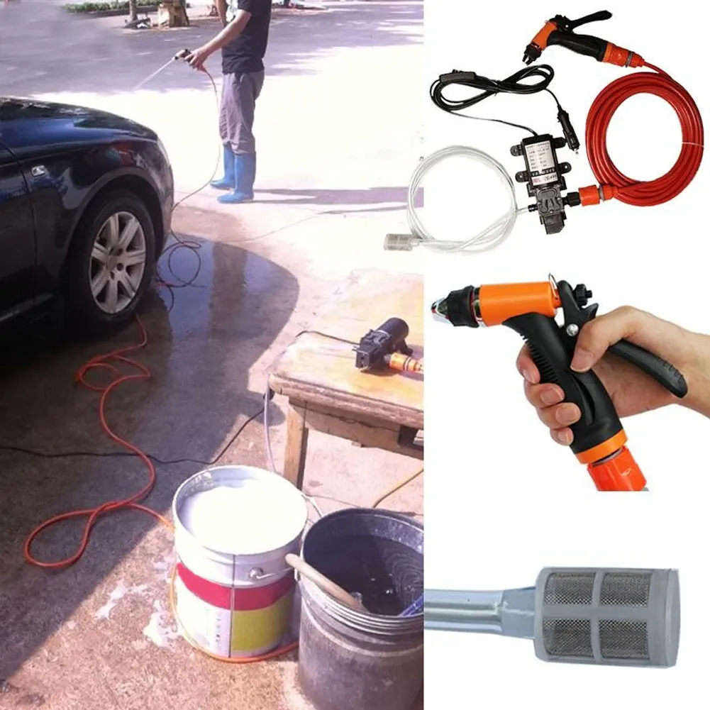 Портативный многофункциональный 70W 130PSI 12V самовсасывающий насосам для мойки автомобилей инструмент для очистки