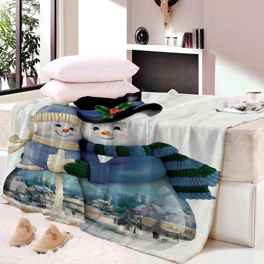 5 снеговиков тонкое одеяло для кровати супер мягкое пледы одеяло художественное пляжное полотенце пледы путешествия диване одеяло покрывало мультфильм - Цвет: 02