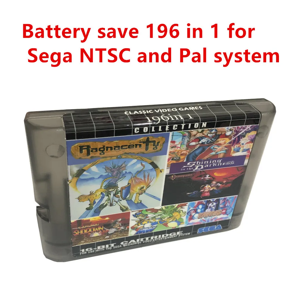 Support save ！Clear Black shell Edtion ! 196 in 1 sega games card for NTSC and pal system | Электроника
