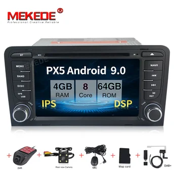 

2 Din Car Multimedia Player GPS Android 9.0 px5 4+64G IPS DSPDVD Automotivo for audi A3 S3 RS3 Radio dvd player IPS screen