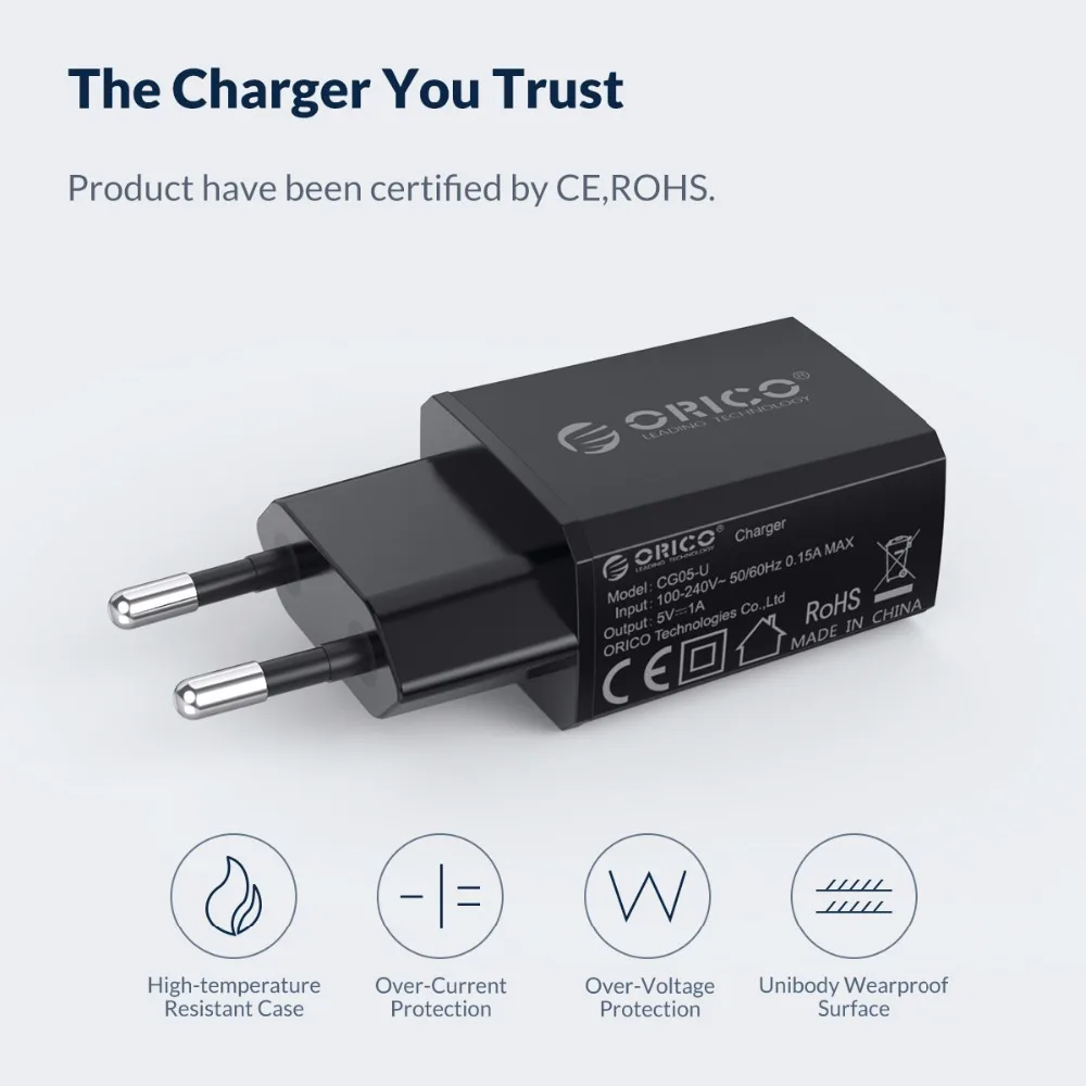ORICO мини USB зарядное устройство 5 Вт/10 Вт дорожное настенное зарядное устройство адаптер смарт-зарядное устройство для мобильного телефона для iPhone samsung Xiaomi iPad планшет
