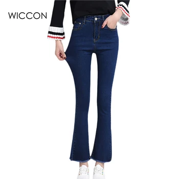 

Fashion Casual Women Brand Vintage High Waist Skinny Denim Jeans Flare Pants Jeans Hole Pants Female Sexy Girls Trousers WICCON