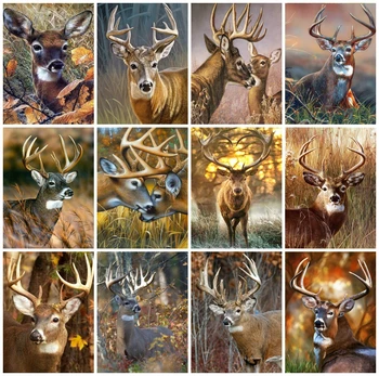 

EverShine DIY 5D Diamond Painting Full Square Deer Diamond Embroidery Animals Picture Rhinestones Hand,ade Home Decoration