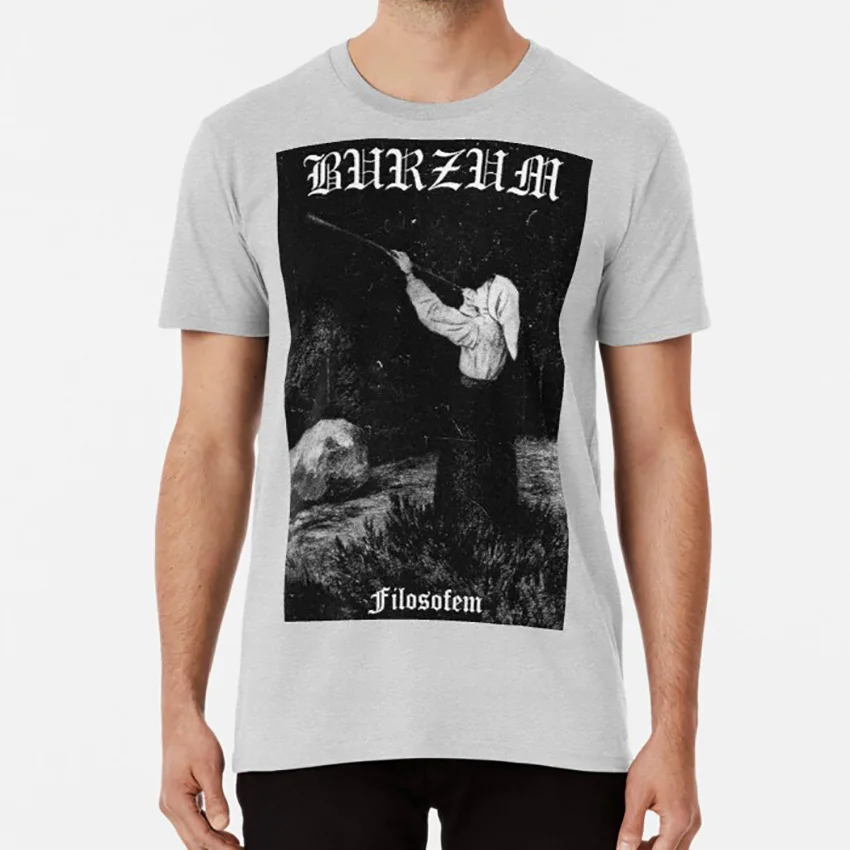 Серый Burzum-Filosofem#1 футболка burzum Черный Металлический mayhem bathory Темный трон varg vikernes dead fenriz venom - Цвет: Серый