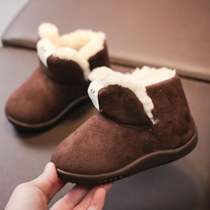 Зимние ботинки детские От 1 до 5 лет теплая хлопковая обувь для мальчиков и девочек ботинки для малышей зимние ботинки для маленьких девочек - Цвет: Dark brown