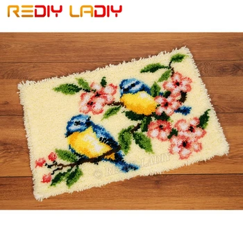 

Latch Hook Kits Make Your Own Rug Birds Flowers Tapestry Crochet Cushion Mat DIY Carpet Rug Pre-Printed Canvas Hobby & Crafts