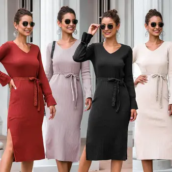 

Dress 202 Fashion Casual Ruffled Lace Knitted L Dress