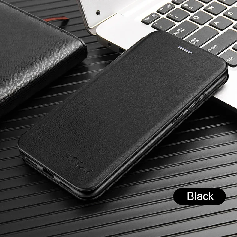 Black Чехол sansung note 10 plus для samsung galaxy sm-n975f/ds n970f/ds, Кожаный флип-чехол на glaxy note10 note10plus, чехол - Цвет: Black