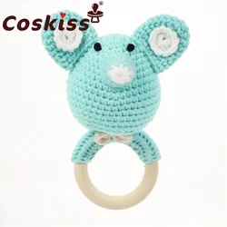 Coskiss sonajeros de música para bebé, sonajero de ganchillo de animales, anillo de elefante, gimnasio de madera Montessori, juguetes para niños