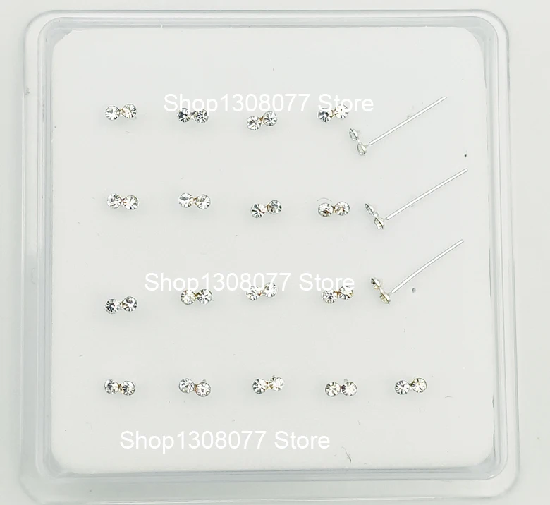 Nasennadel aus 925er-Sterlingsilber, klarer Kristall, Nasenstecker, modischer Piercing-Schmuck, 20 Stück/Packung – Detail 2
