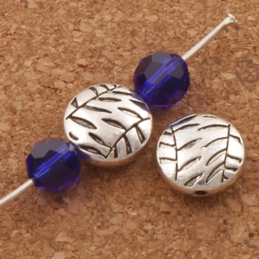 Bamboo Engraved Ronddle Charm Beads 9.5x9.8mm 100PCS Zinc Alloy Spacers Jewelry Findings L635