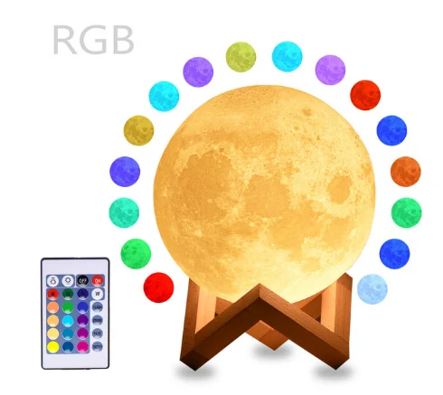 RGB 3D принт Лунная лампа меняющий цвета сенсорный Ночной светильник домашний Декор Рождественский подарок подходит для спальни книжный шкаф Кабинет гостиная - Цвет абажура: RGB