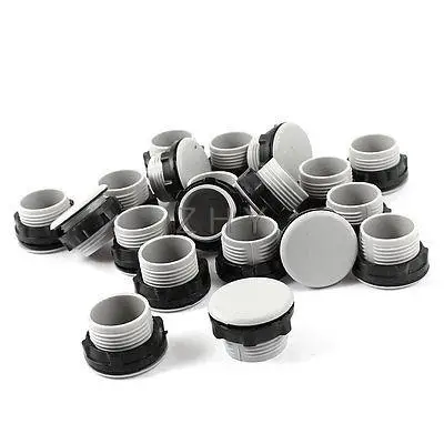 

21mm Mounting Hole Pilot Lamp Push Button Switch Plug Gray Black 20pcs