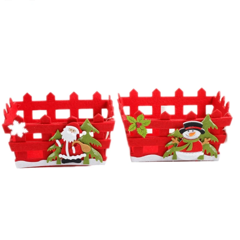 Fashion-2Pcs Christmas Candy Fruits Storage Basket Container Box Home Decor Christmas Candy Storage Basket