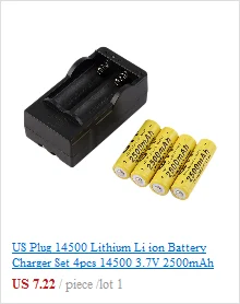 США Plug 14500 литий-ионный набор для подзарядки батареи 4 шт. 14500 3,7 в 2500 мАч литий-ионные аккумуляторы с зарядным устройством Желтый
