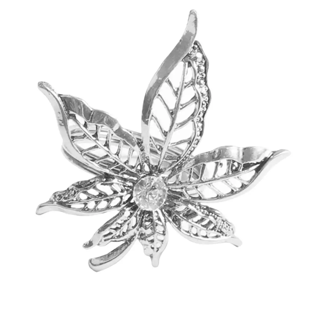 Silver Кольца для салфеток кленовый лист держатель для салфеток для украшения свадебного стола - Цвет: Silver
