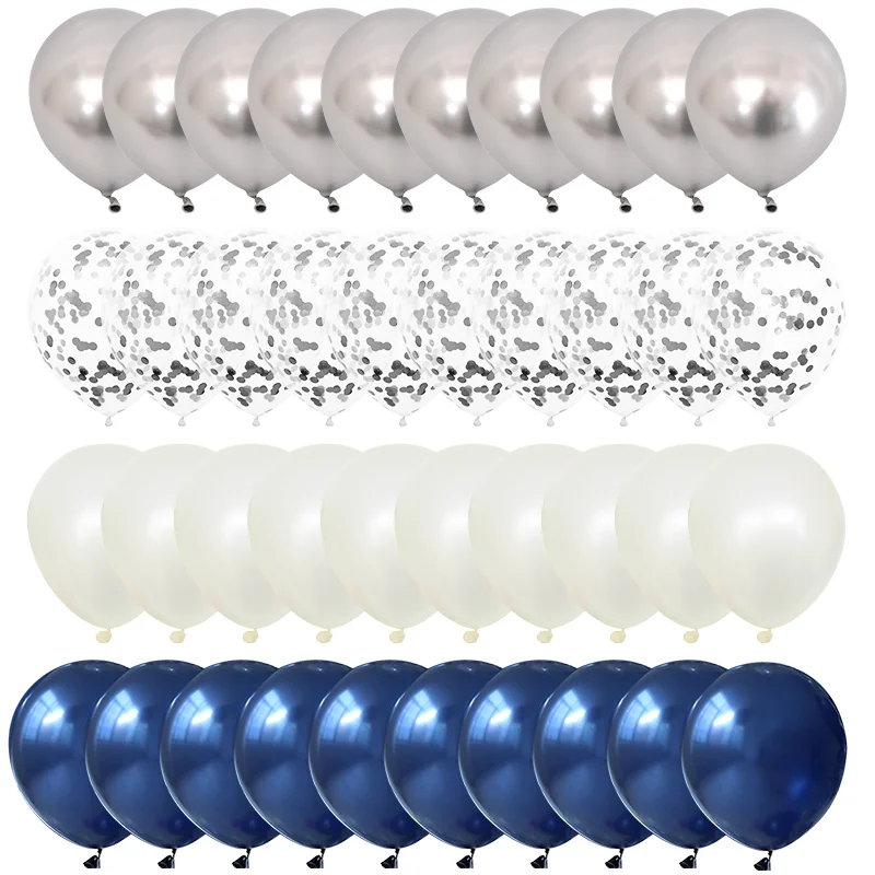 40pcs set2 40 шт. 10 дюймов металлические золотисто-белые жемчужные шары для вечеринки в честь Дня рождения или свадьбы темно-синий золотой воздушный шар "Конфетти" Декор для детей - Цвет: 40pcs set2