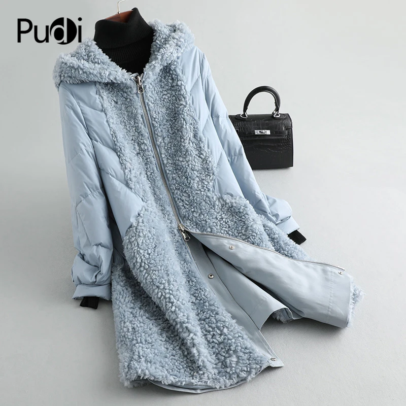 PUDI A59234, женская зимняя теплая куртка из полиэстера и натуральной шерсти с мехом, маленькое пальто из верблюжьего меха для девочек, Женская длинная куртка, пальто