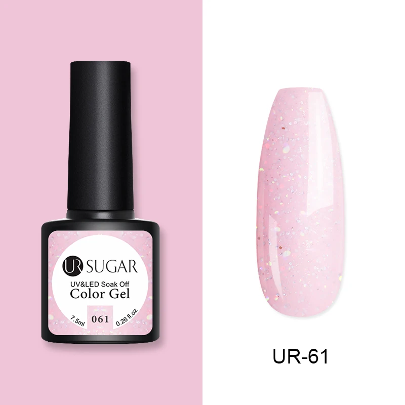 Ur Sugar, 7,5 мл, Одноцветный Гель-лак для маникюра, Полупостоянный, Vernis, верхнее покрытие, УФ светодиодный Гель-лак, впитывающий Гель-лак для ногтей - Цвет: 61