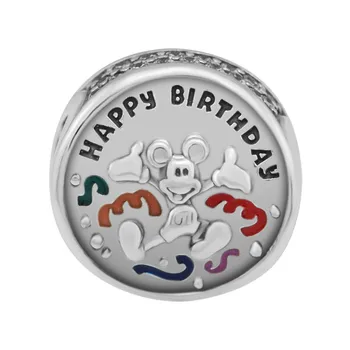 

Happy Birthday Mouse & Castle Color Enamel Beads for Charms Bracelets Women Sterling Silver 925 Charm Beads for Jewelry Making