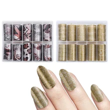 10Pcs הולוגרפי נמר נחש ורידי נייל לסכל סט 4*60cm אמנות ציפורן העברת מדבקת לייזר DIY מניקור סקסי אופנתי מדבקות(China)