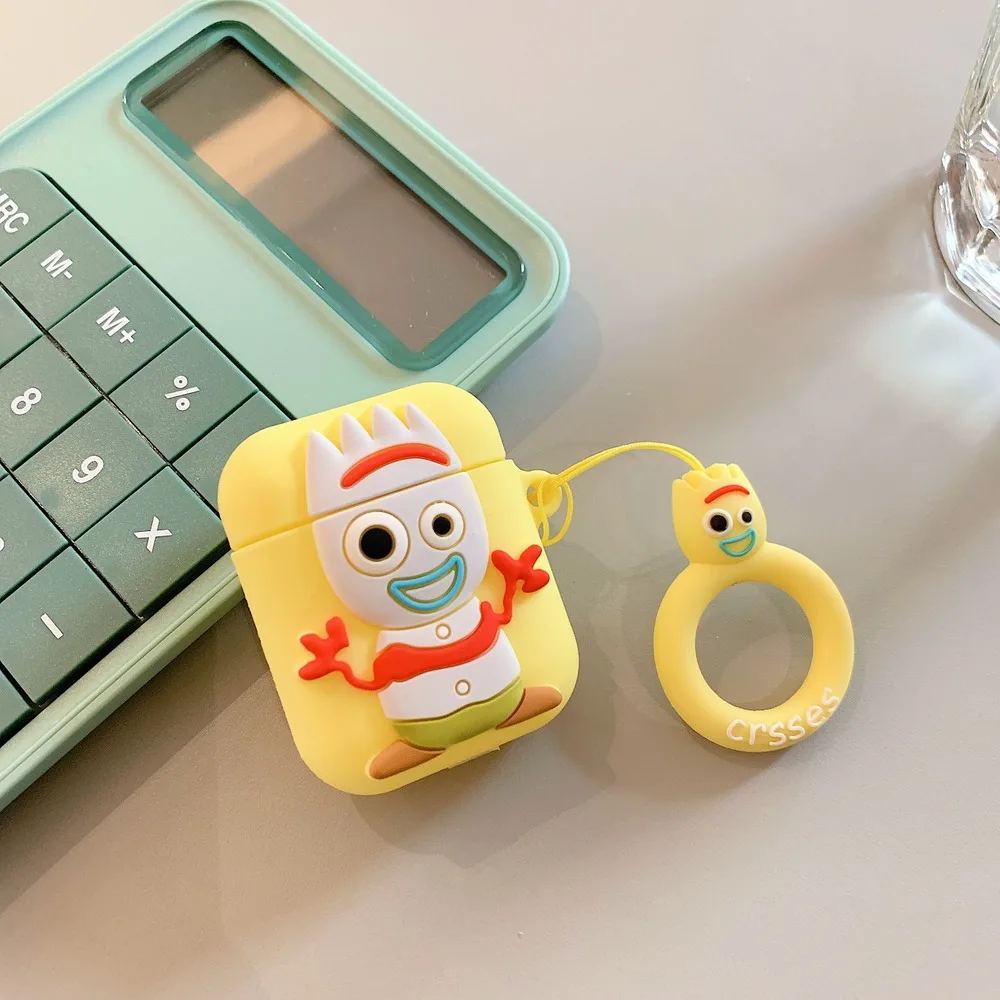 yellow Для apple Bluetooth Гарнитура 3D мультфильм Fokry беспроводной чехол для наушников кольцо ремни для airPods 1 2 мягкий силиконовый защитный чехол - Цвет: yellow
